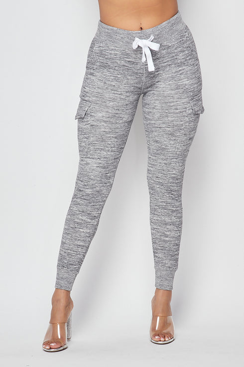Fleece-Lined Cargo Sweatpants - Heather Gray - SohoGirl.com